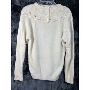 Worthington Lambswool Angora Knit Sweater Womens Medium Cream Henley